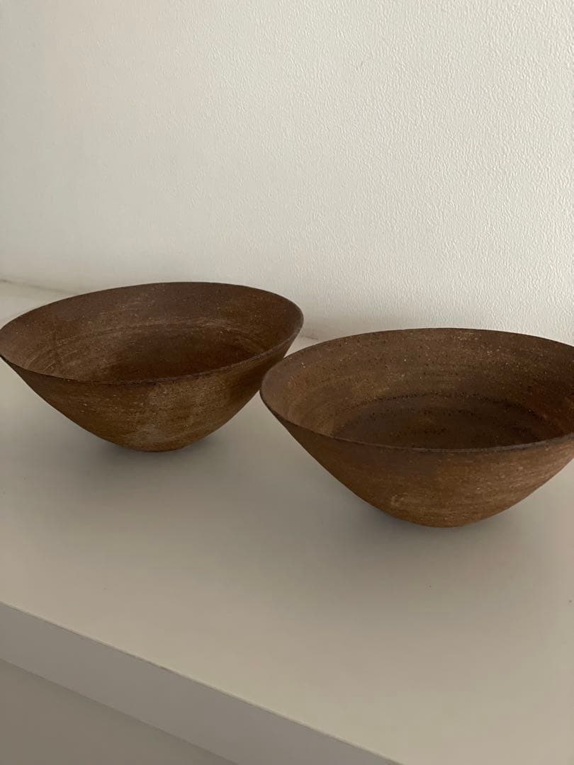 二階堂明弘 未使用品 焼き締め鉢2つセット6寸