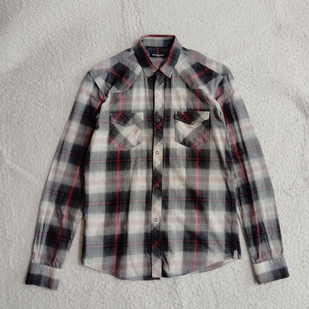 バルマンオム ダメージ加工 ウエスタン シャツ 38 Balmain Homme