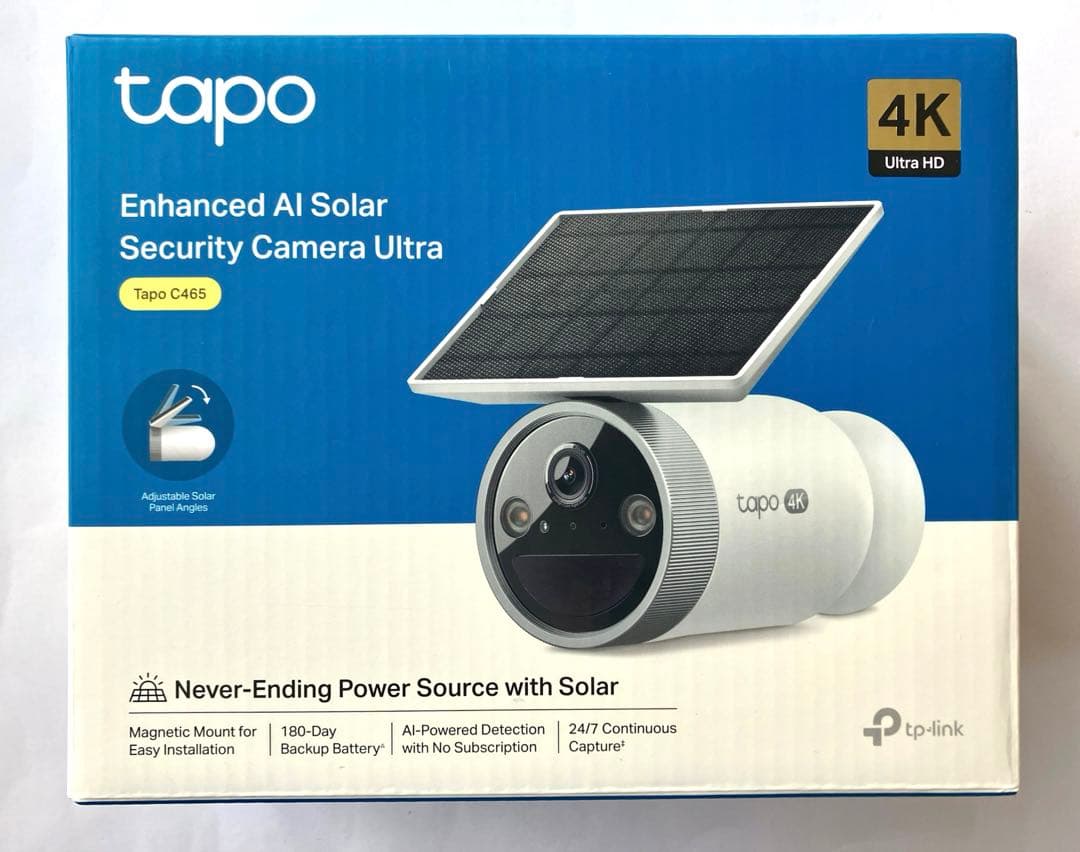 Tapo 防犯カメラ 屋外 4K 800万画素 ワイヤレス ソーラーパネル一体型