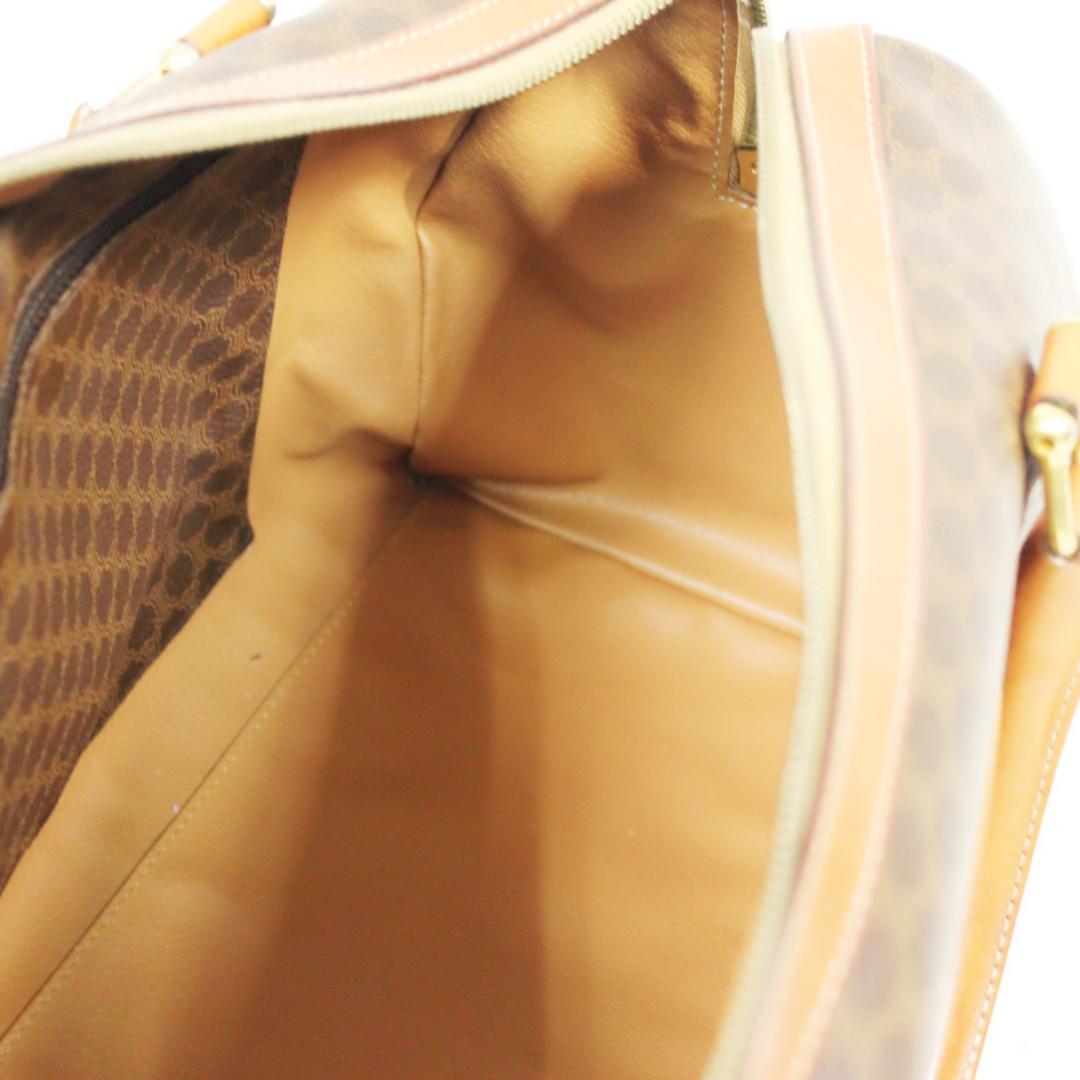 美品 セリーヌ ボストンバッグ ハンドバッグ マカダム PVC レザー ブラウン