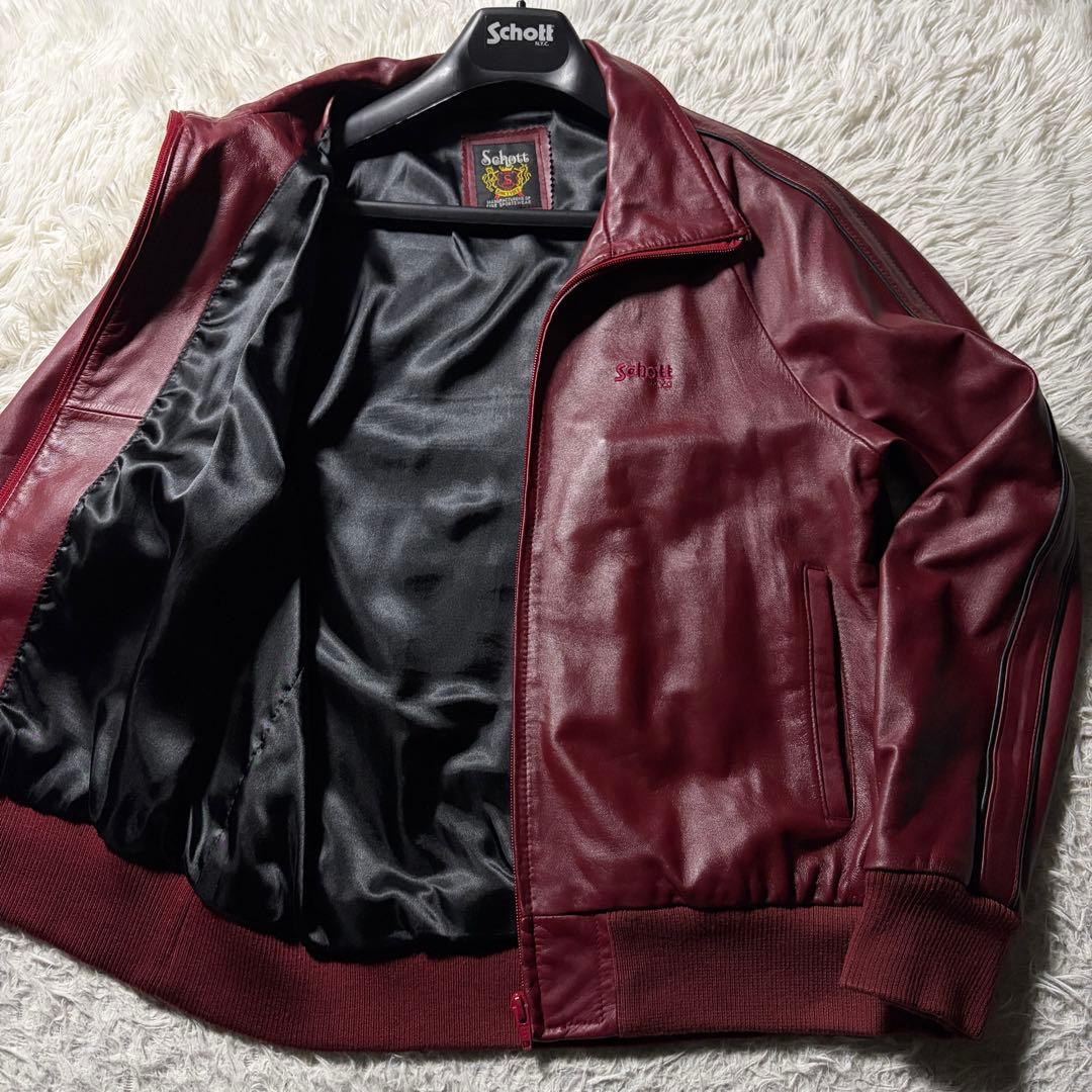希少カラー■schott トラックジャケット　羊革　ラムレザー ボルドー　L