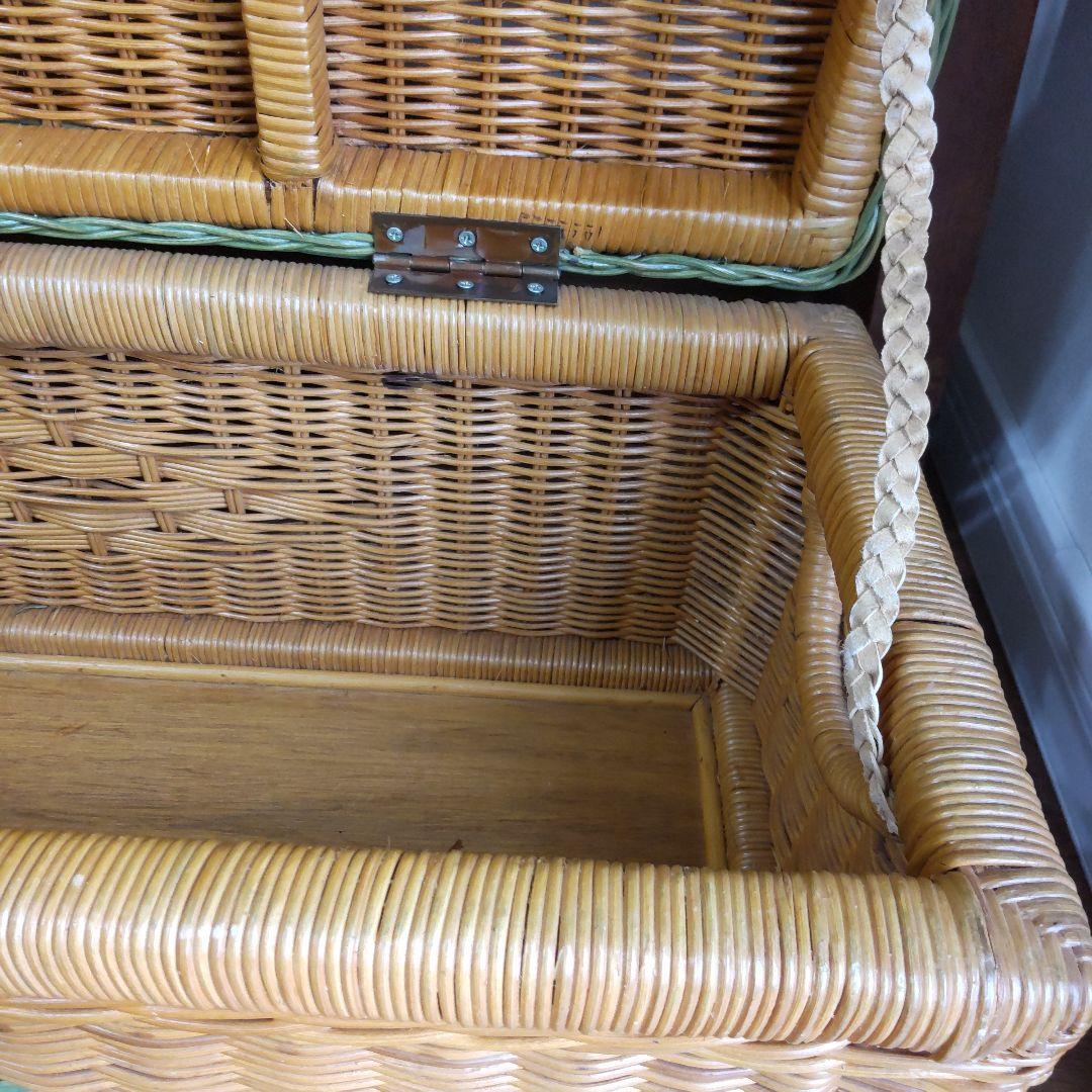 【ラタンの収納ボックス】籐家具 昭和レトロ 北欧 ヴィンテージ アンティーク