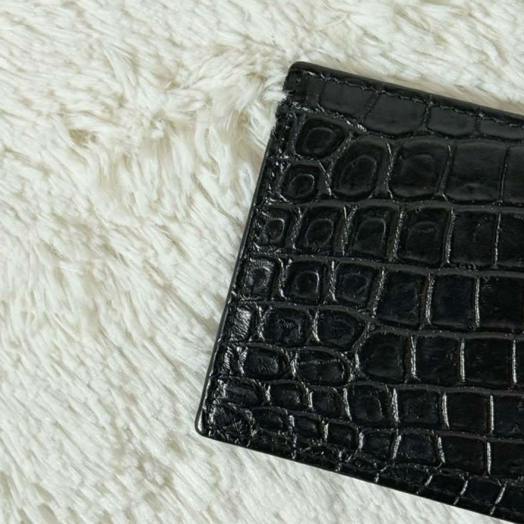 ⭐️専用⭐️　サンローラン　クロコ型押し　マネークリップ　ブラック　レザー
