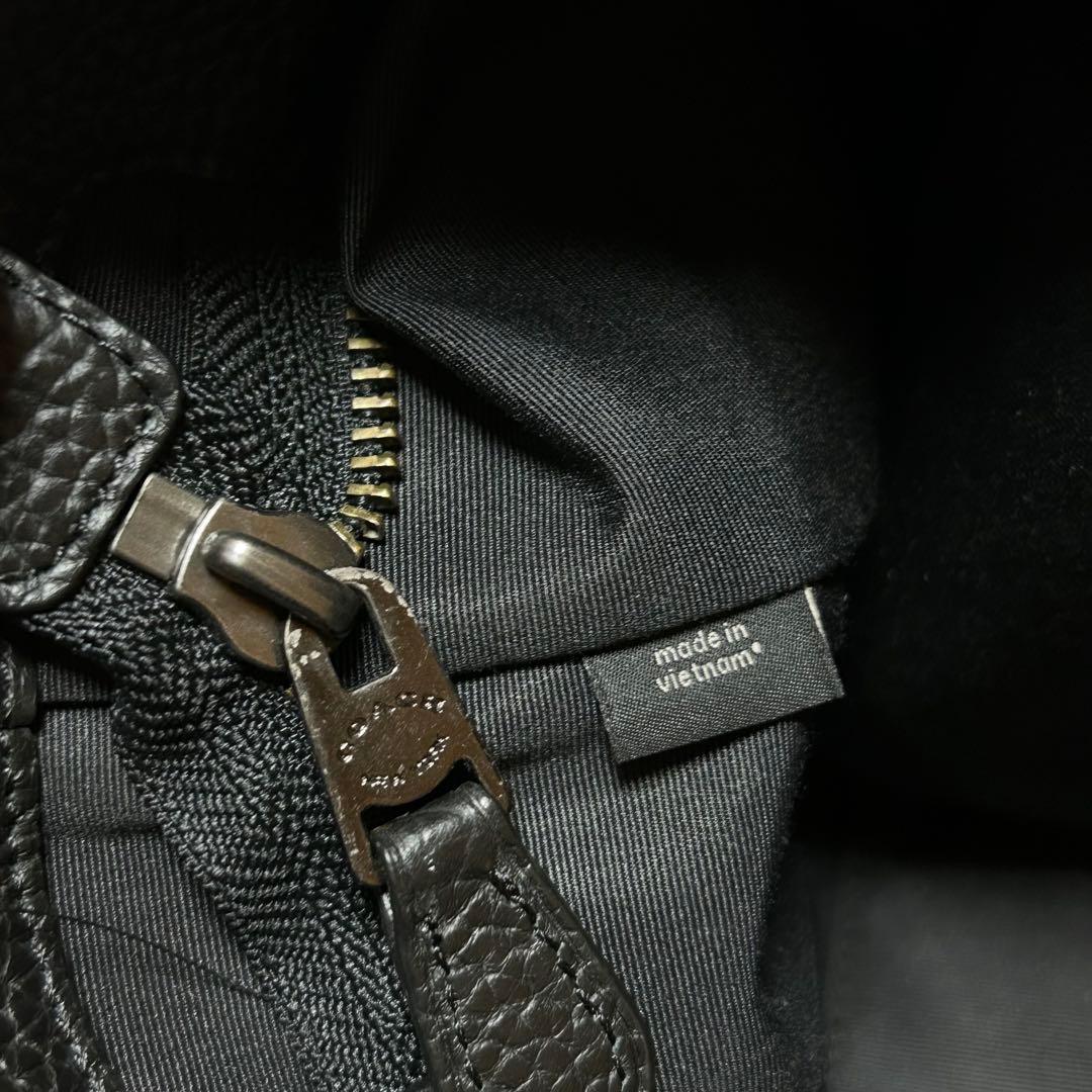 COACH コーチ メンズ シボ革 黒 レザートートバッグ