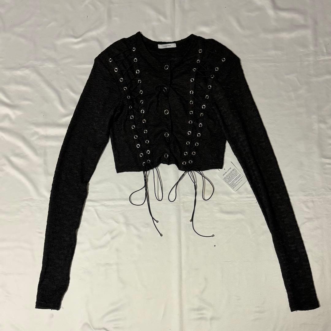 theredthread S lace up cardigan カーディガン 黒