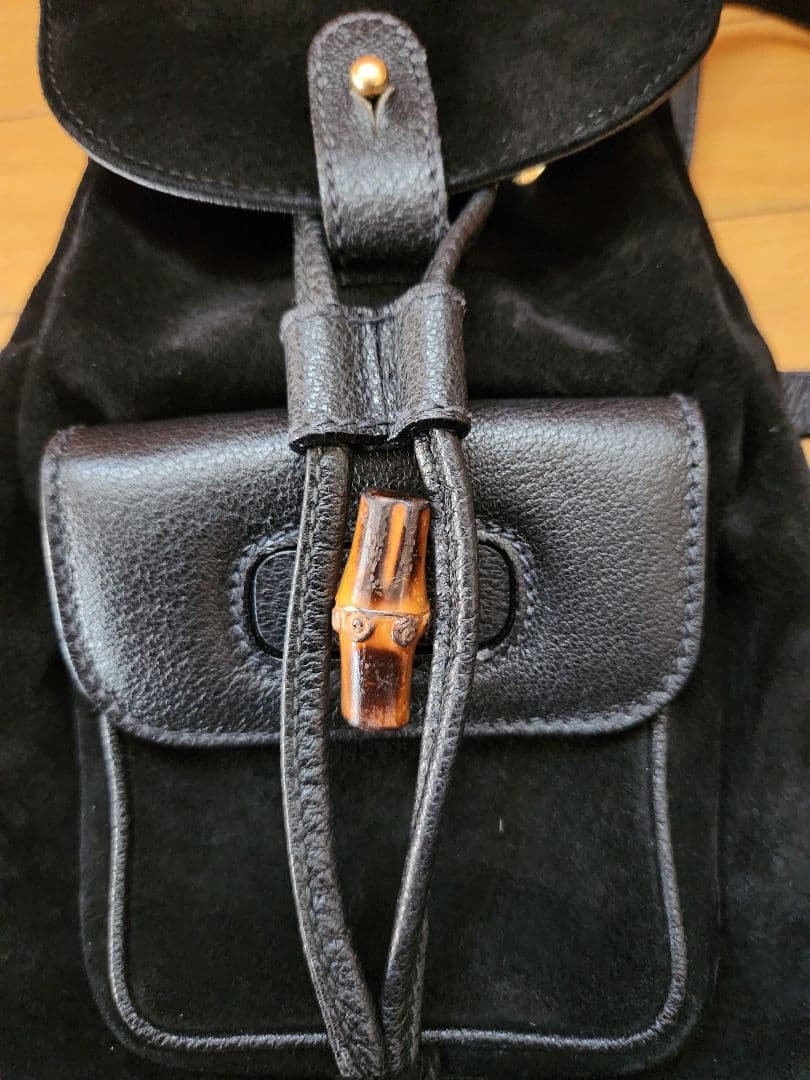 GUCCI　バンブー　黒スエードリュック バンブーハンドル