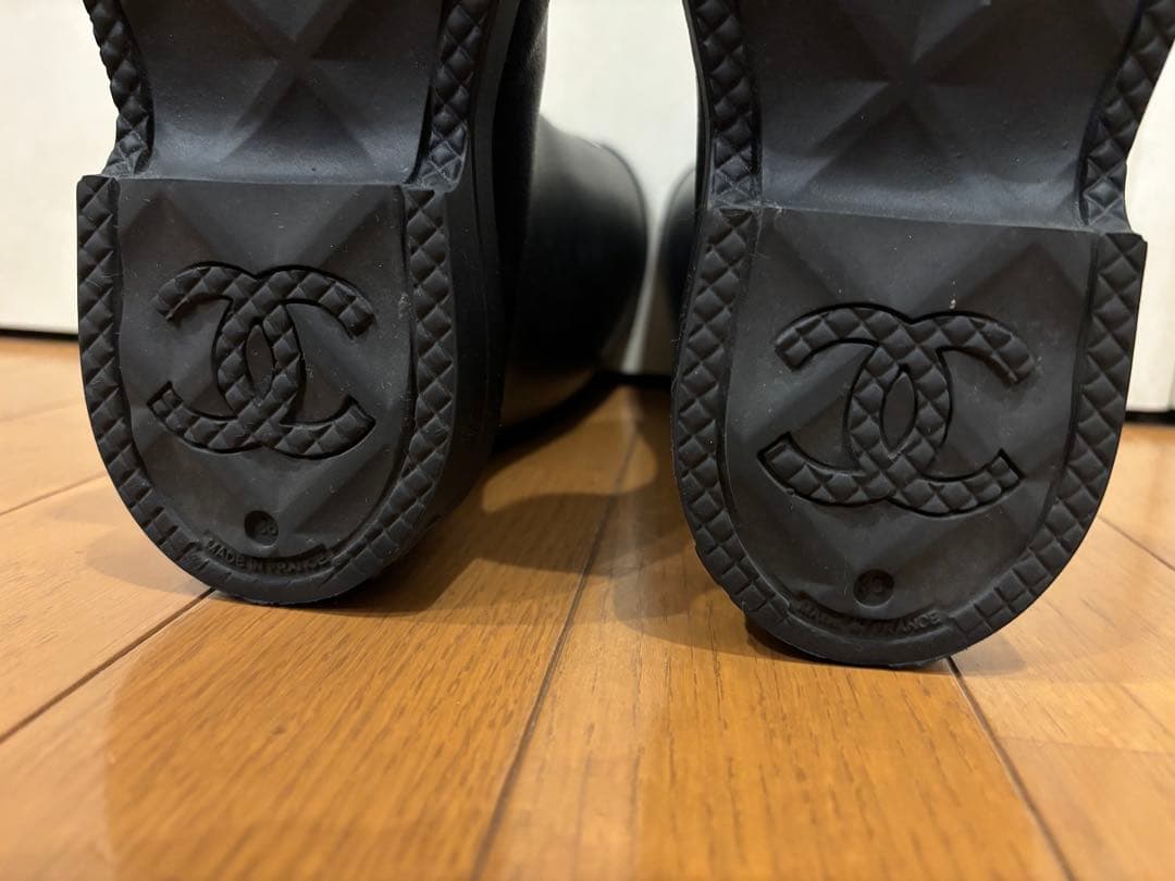 CHANEL シャネル　ラバーロング レインブーツ ハイブーツ36 試着のみ