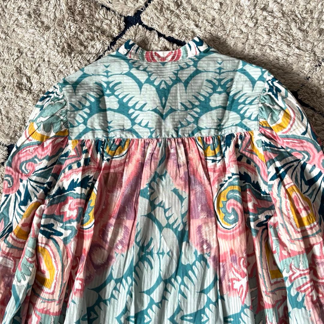 【タグ付✨】エトロ　チュニック　シャツ　ボウタイ　リボン　総柄　ワンピース　XL