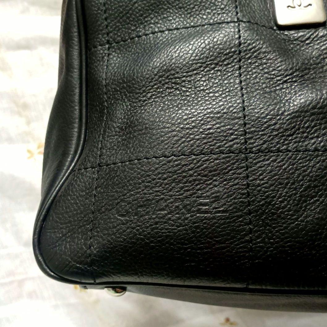 CHANEL シャネル ボストンバッグ✨️チョコバー✨️ブラックレザー✨️専用袋