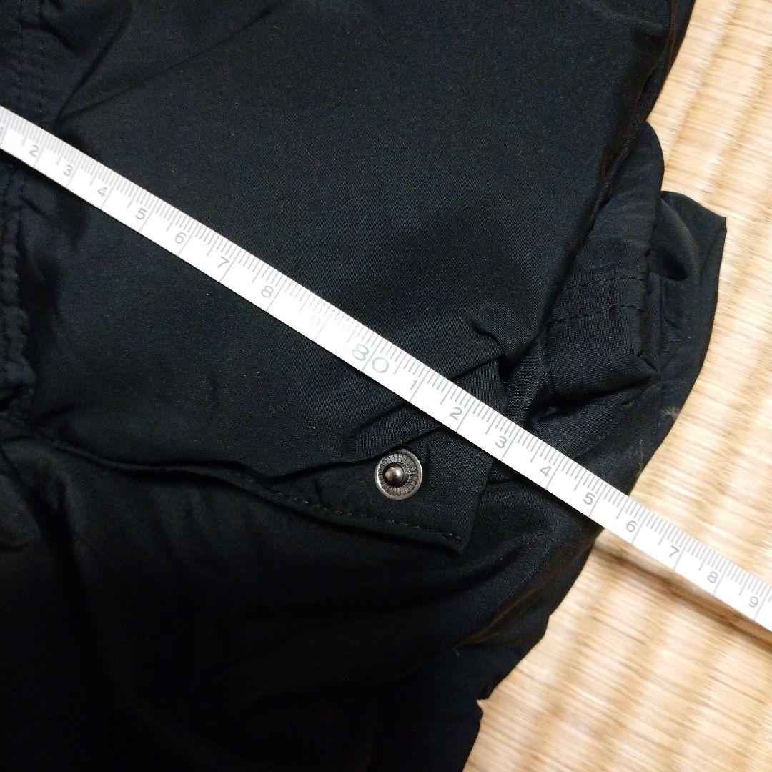 リボン付き黒ダウンジャケット フード付き