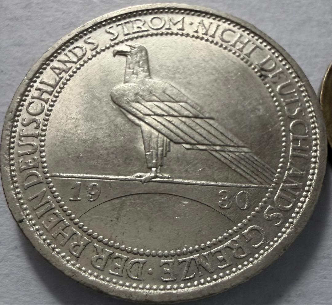 招*@様 1930年 ドイツ 3ライヒスマルク 銀貨　ラインラント避難　ハイグレ