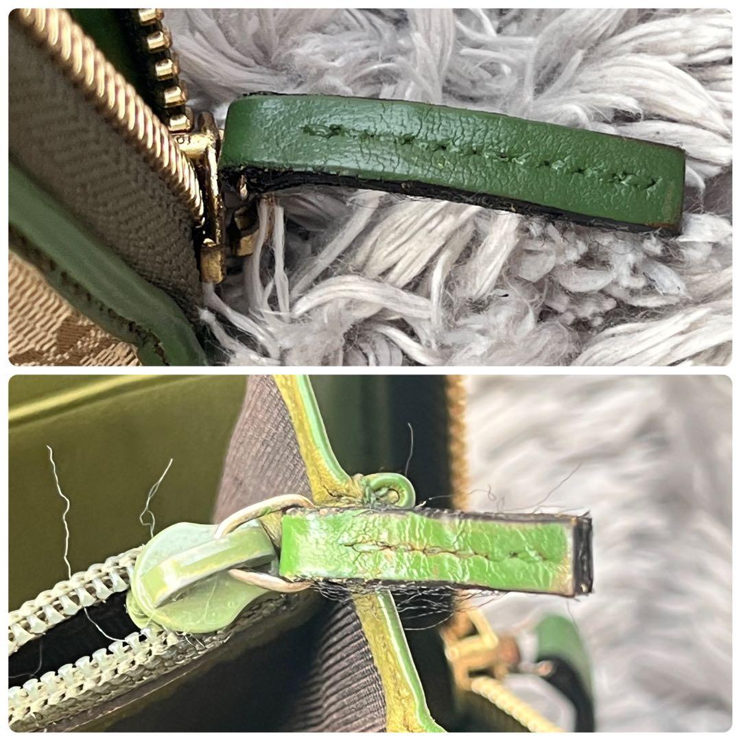 GUCCI ✨GGキャンバス　L字ファスナー　グリーン　長財布　ラウンドジップ