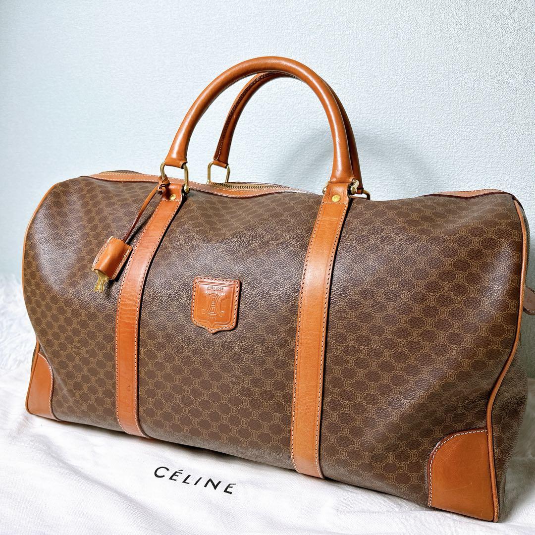 美品✨セリーヌ ボストンバック 大大容量 マカダム柄 トリオンフ 底鋲 鍵付