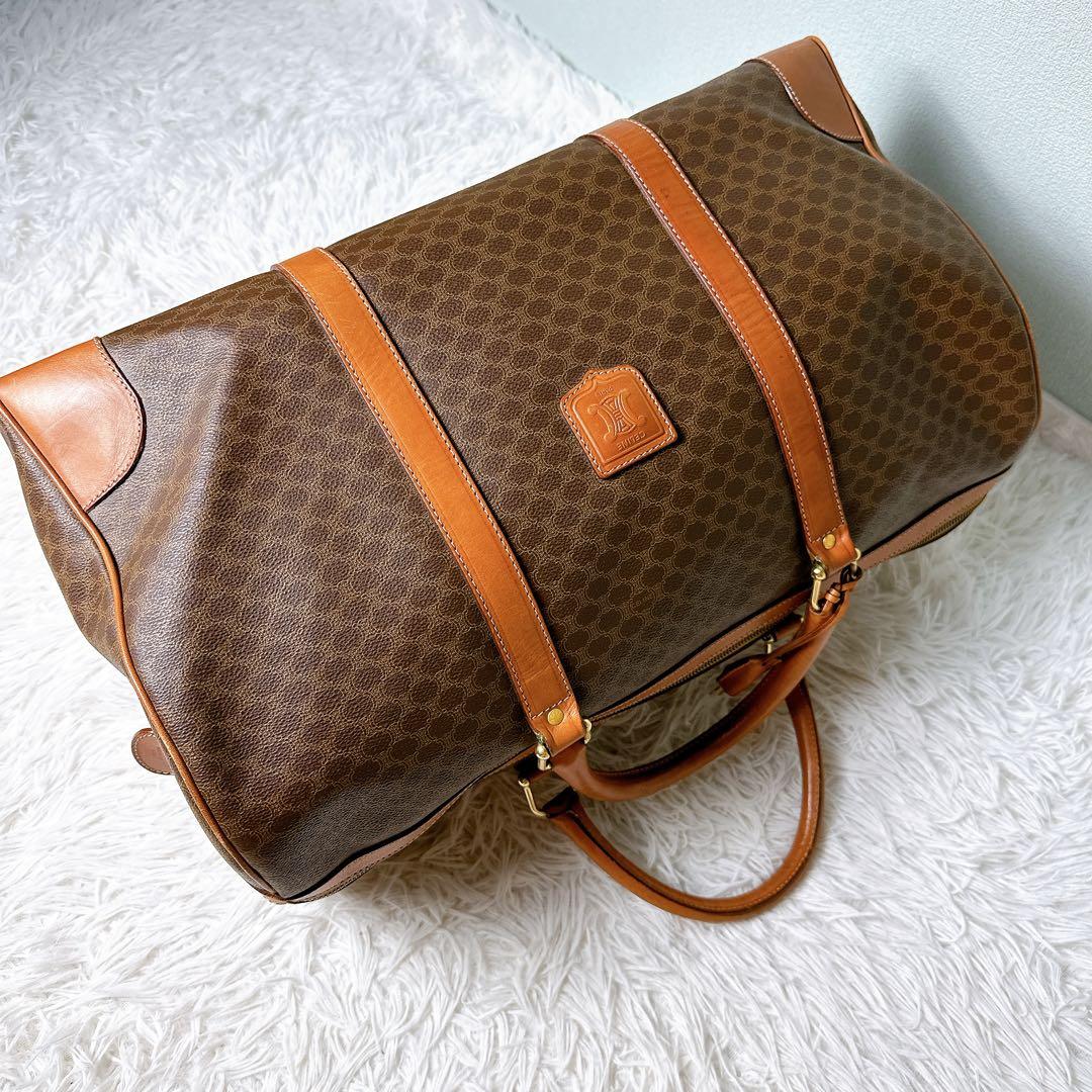 美品✨セリーヌ ボストンバック 大大容量 マカダム柄 トリオンフ 底鋲 鍵付