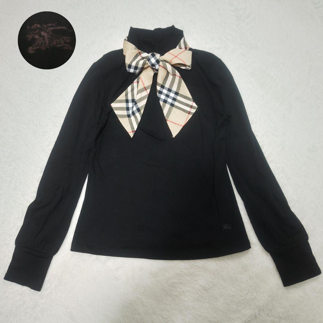バーバリーブルーレーベル ボウタイ リボン 長袖 ノバチェック ホースロゴ