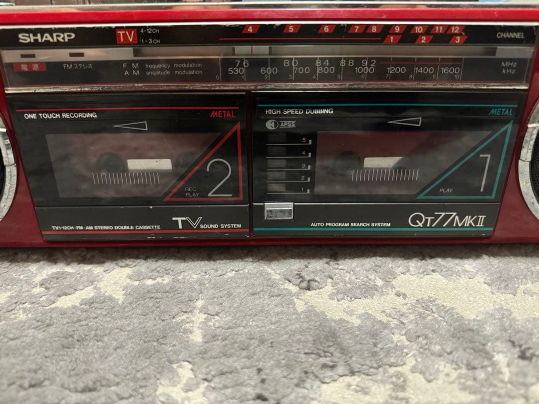 SHARP ステレオダブルカセットQT-77MK II (R)現状品