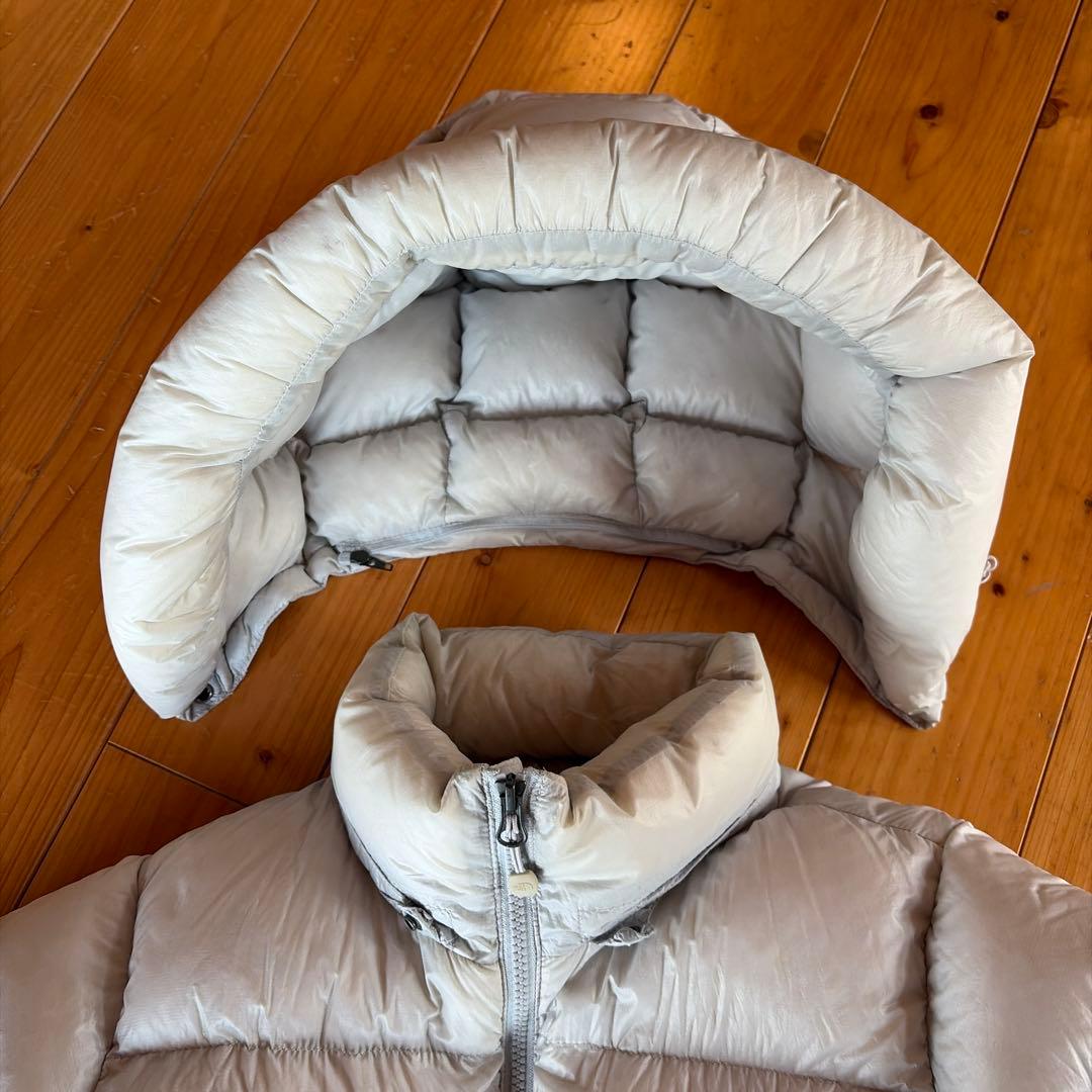 Mノースフェイスレディース800ホワイトシルバーダウンジャケットパーカー