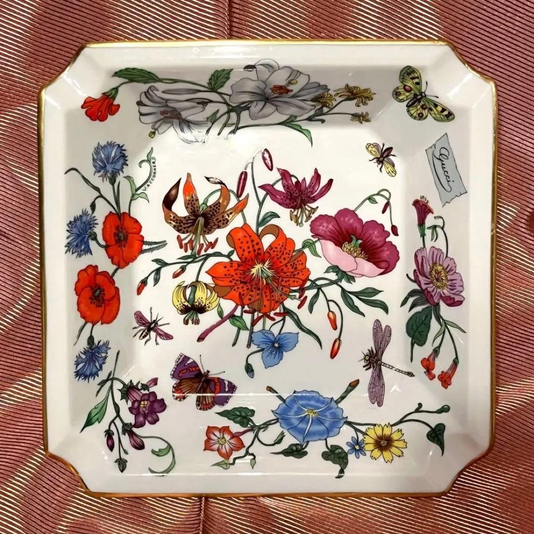 GUCCI グッチ　リモージュ社製　アッシュトレイ　フローラ　陶器　インテリア