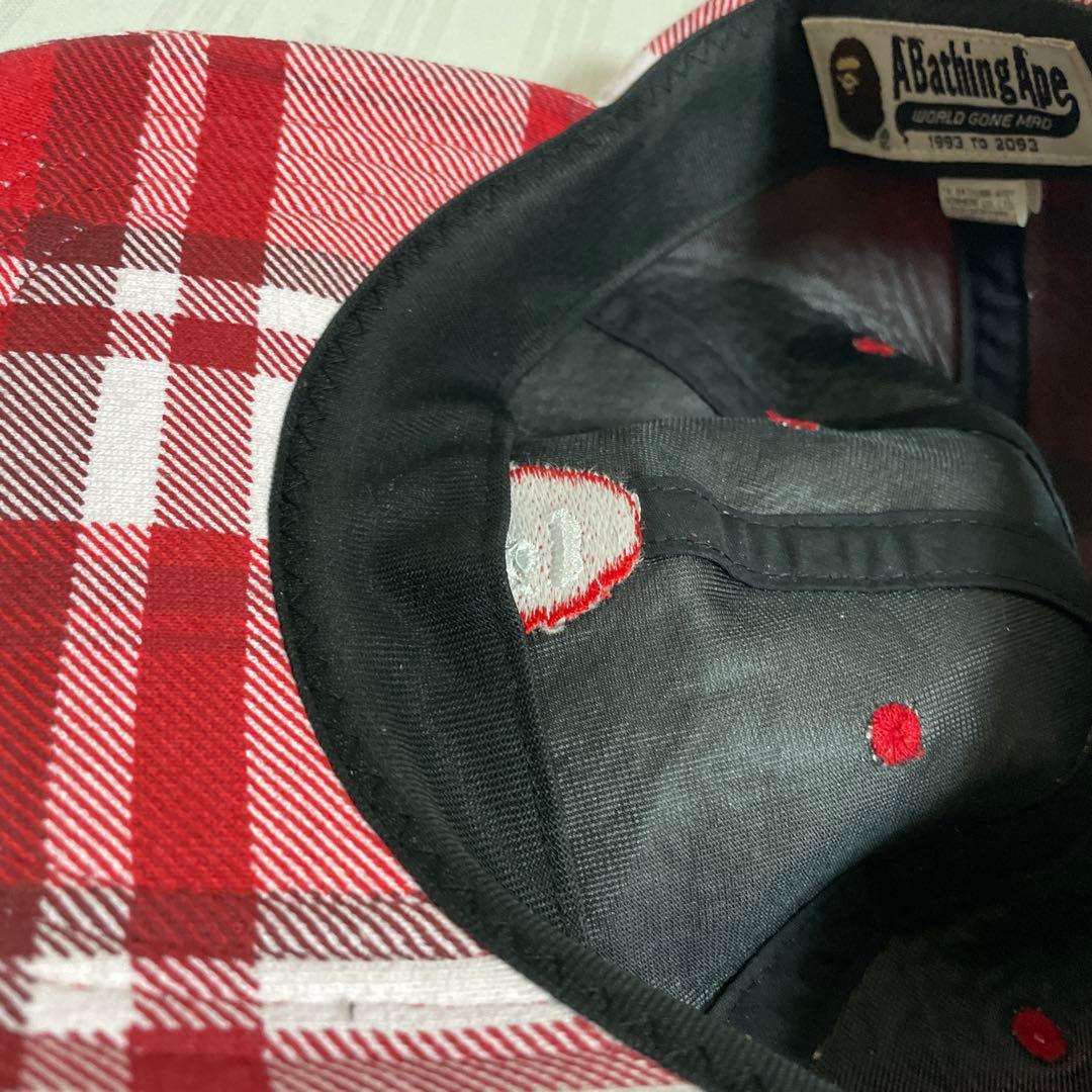 アベイシングエイプ キャップ 赤系 チェック
