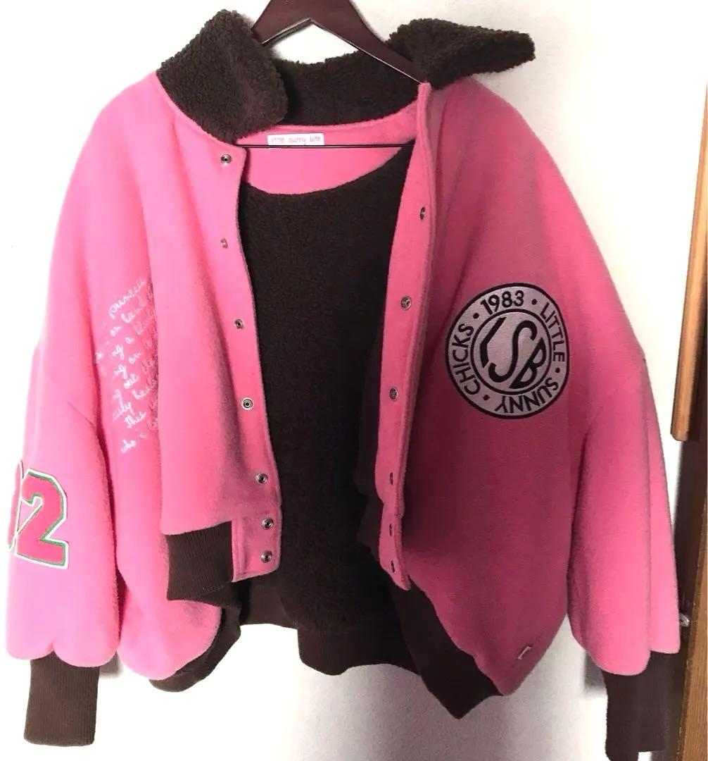 【美品】Littlesunny biteピンク フード付き スタジャン