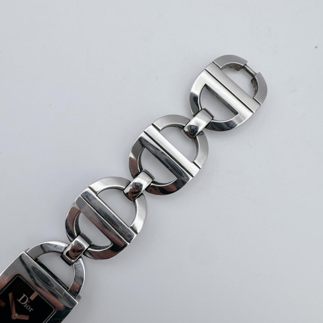 【美品】 DIOR マリス スクエア CDロゴブレス シルバー ブラック 腕時計