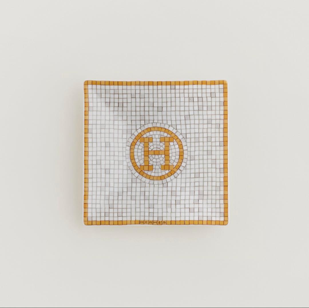ゴールド カレ No1 トレイ プレート 皿 HERMES エルメス モザイク