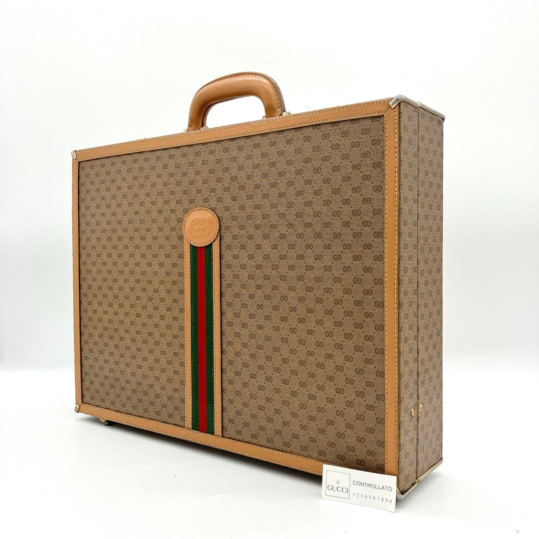 【GUCCI】アタッシュケース　シェリーライン　マイクロGG PVC ベージュ