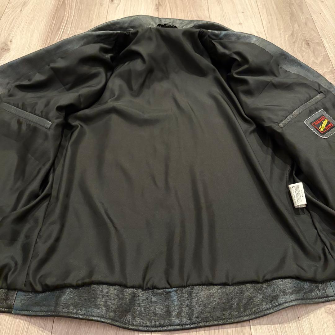 希少5L/完売品　フリーダムレザー 本革 ダブルライダースジャケット ヤギ革 黒