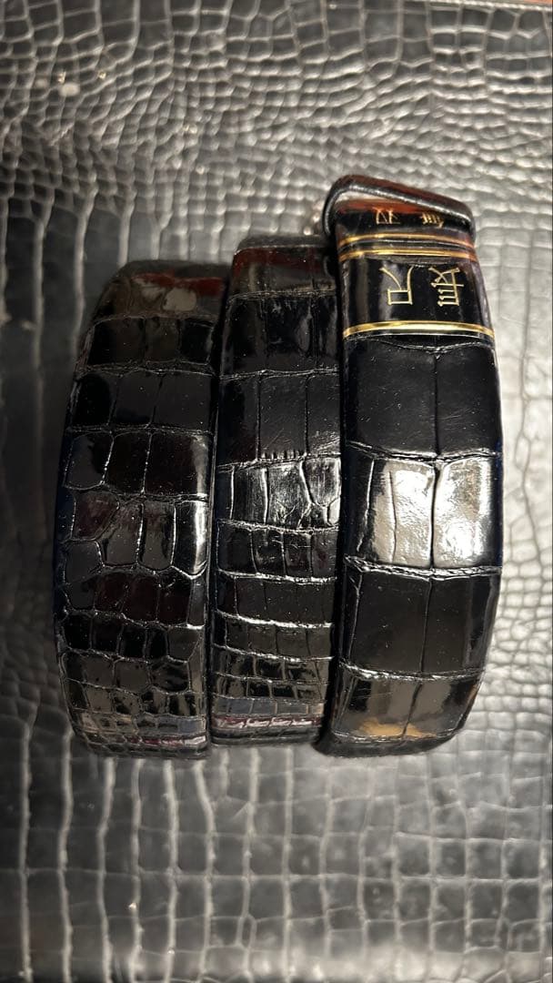 新品　クロコダイル　無双　ベルト　BLACK 黒　シャイニング　日本製
