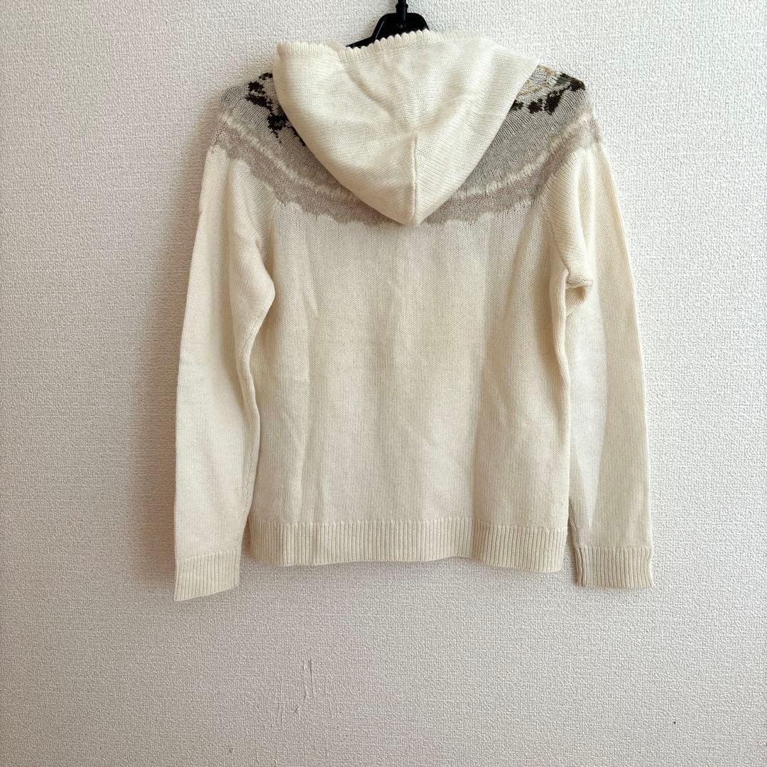 ピンクハウスフード付きニットジップパーカーカーディガン　カシミヤアンゴラ混レトロ