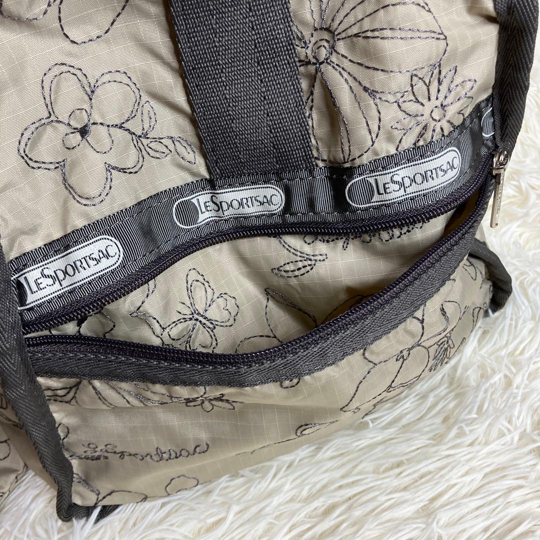 ✨極美品✨レスポートサック　ボストンバッグ　刺繍　花柄　ベージュ　ショルダー