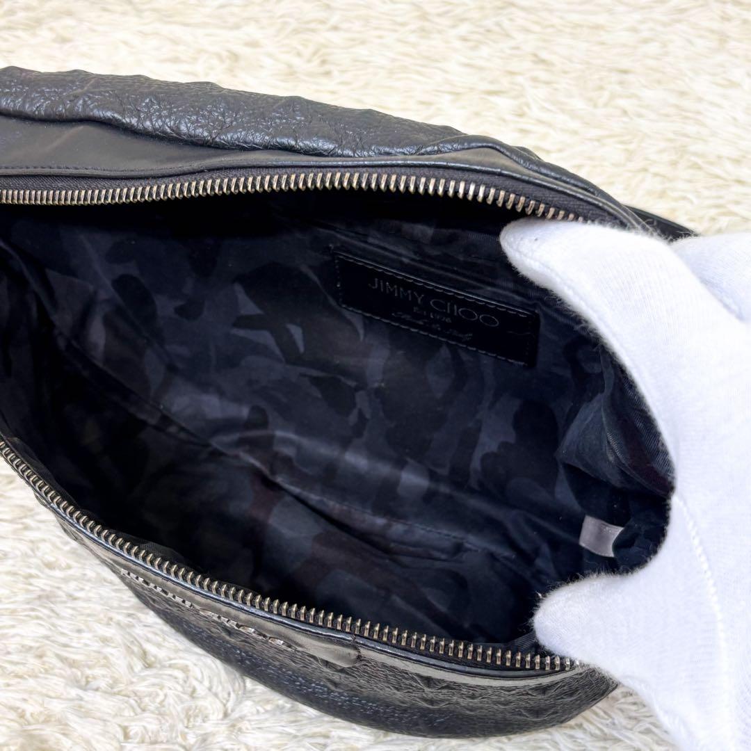 【美品】ジミーチュウ ウエストポーチ デリー ブラック スター エンボス