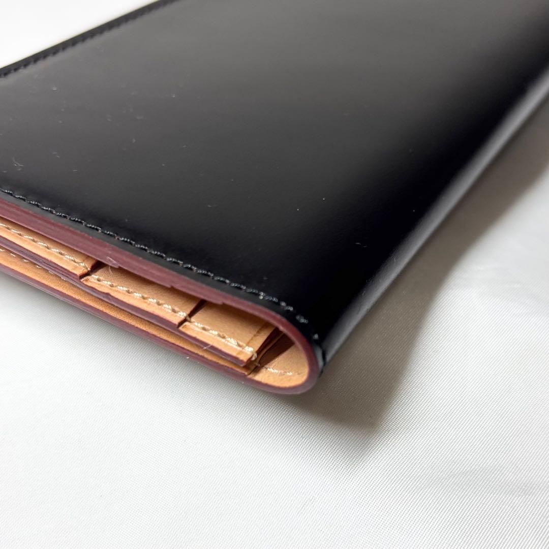 【極美品】　GANZO ガンゾ　コードバン　通しマチ　長財布　札入れ　ブラック