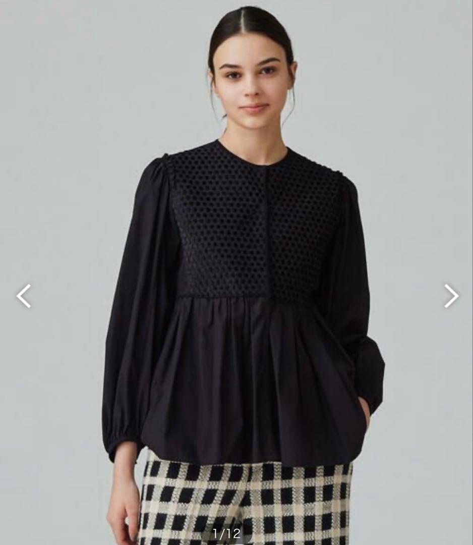 TOMORROWLAND ブラックコンビネーション ペプラムブラウスフリーサイズ