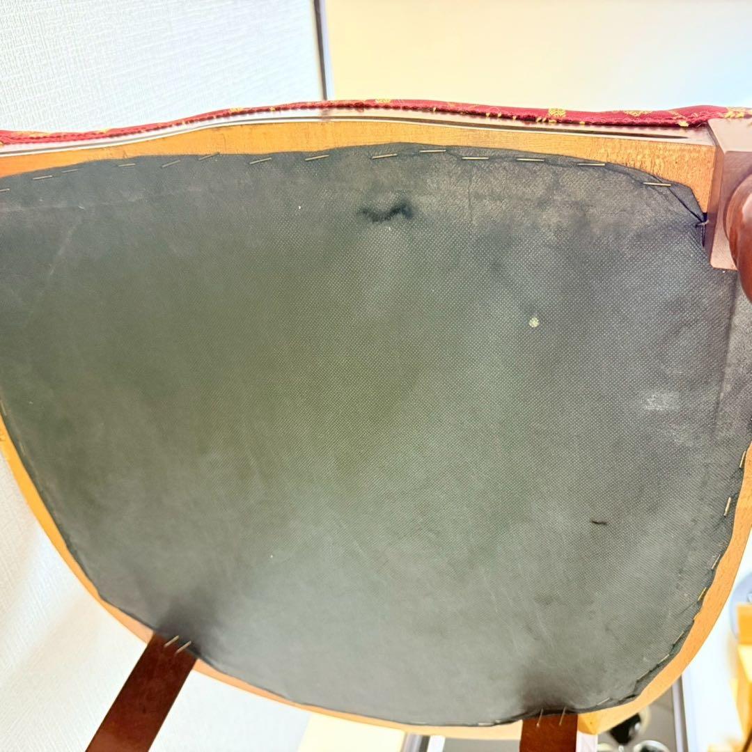 イタリア製 ダイニングチェア 2脚セット 花柄ジャガード 飴色 木製 高級椅子