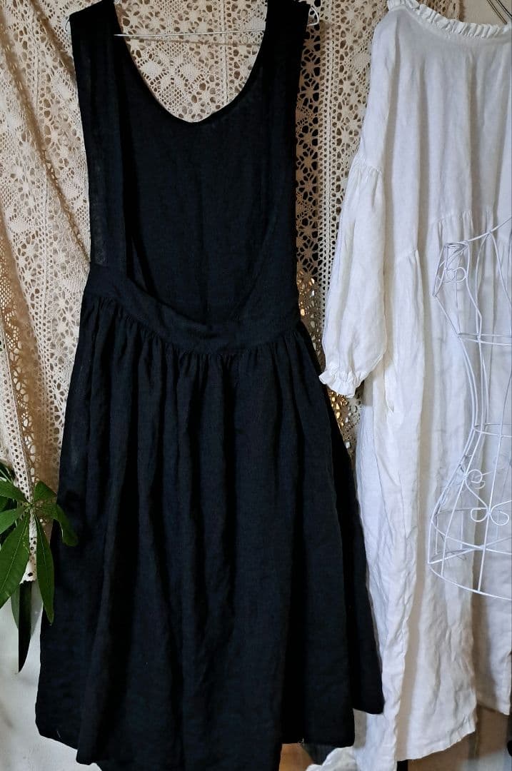 フレンチリネンギャザーたっぷりバッククロスロングエプロンドレス他おまとめ