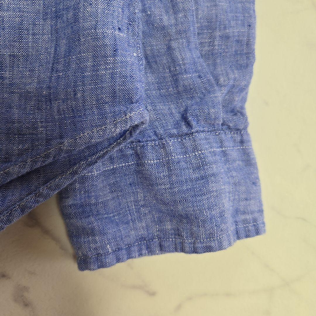 ポロラルフローレン 麻 リネン ブルーシャツ L(XL相当)