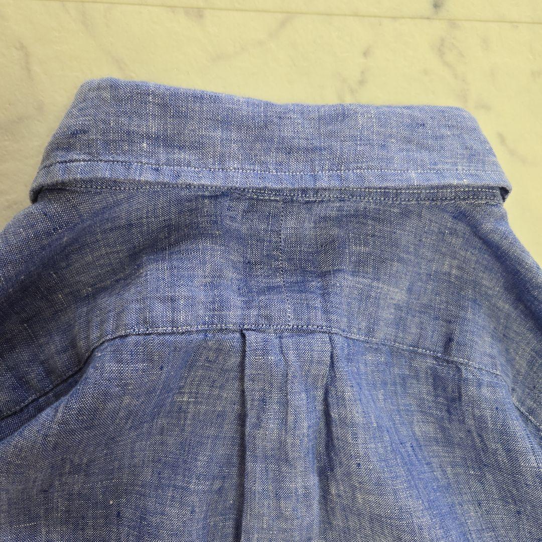 ポロラルフローレン 麻 リネン ブルーシャツ L(XL相当)