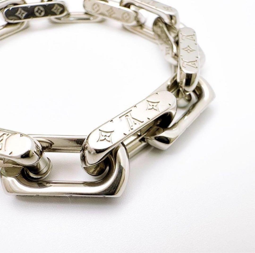 a*可様 ルイ・ヴィトン チェーンリンクスブレスレット シルバー モノグラム M