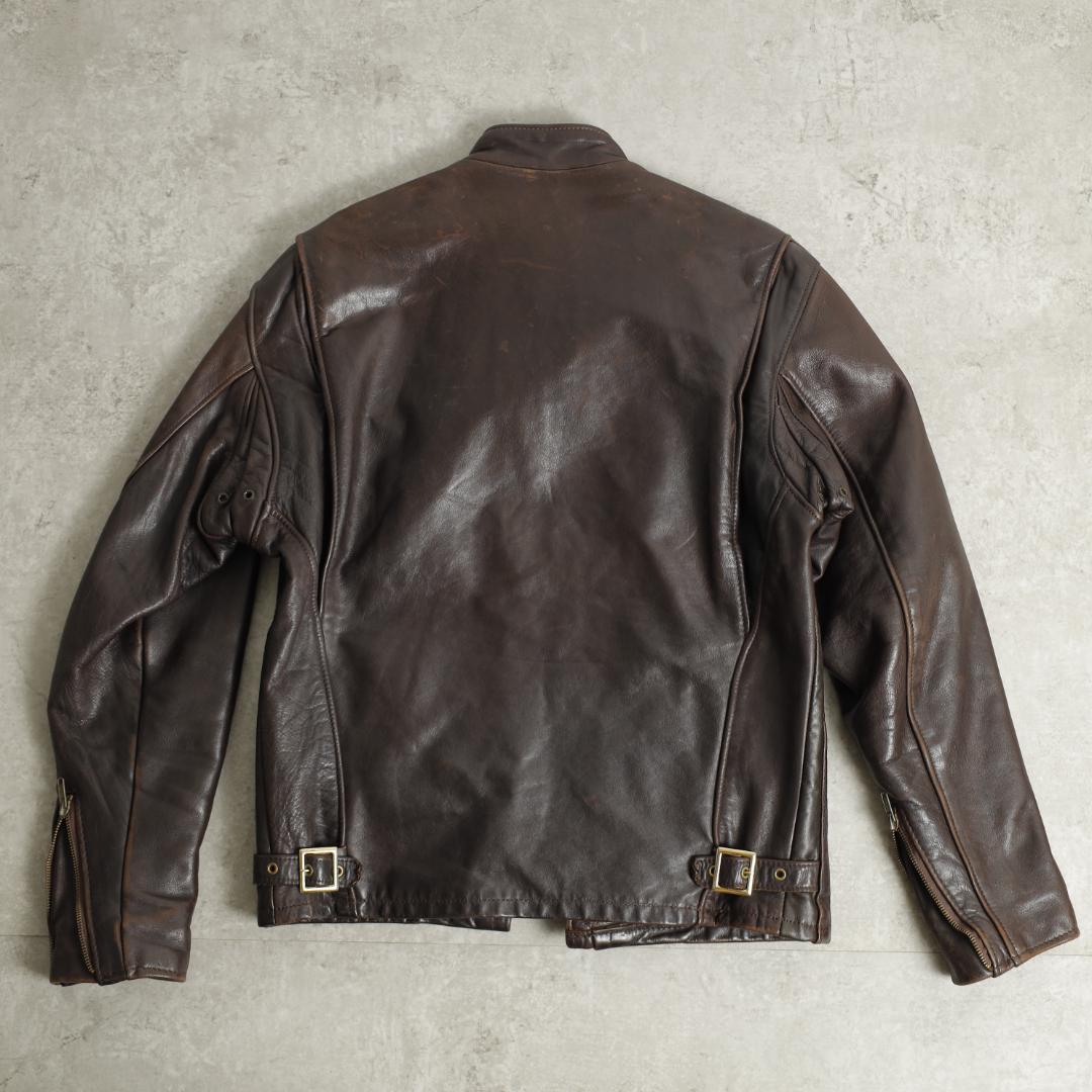 90年代 ショットレザーシングルライダースジャケット ダークブラウン ビンテージ