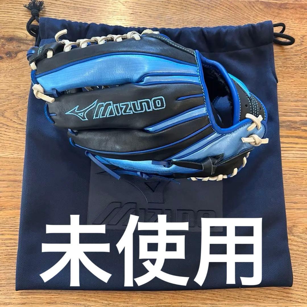 【未使用】Mizuno 軟式用グローブ 青/黒 収納袋付き