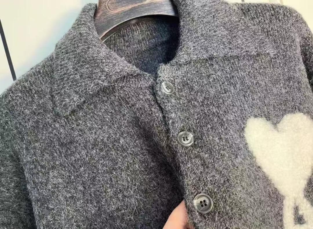 ami parisグレー ウールポロシャツ AMI PARIS