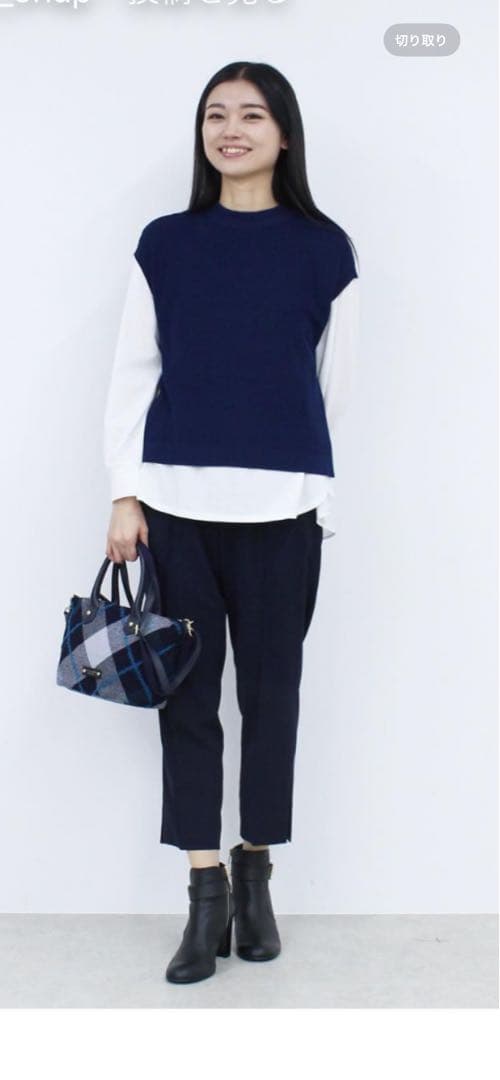 クレストブリッジ　ニット　ブラウス セットアップ　ネイビー　38