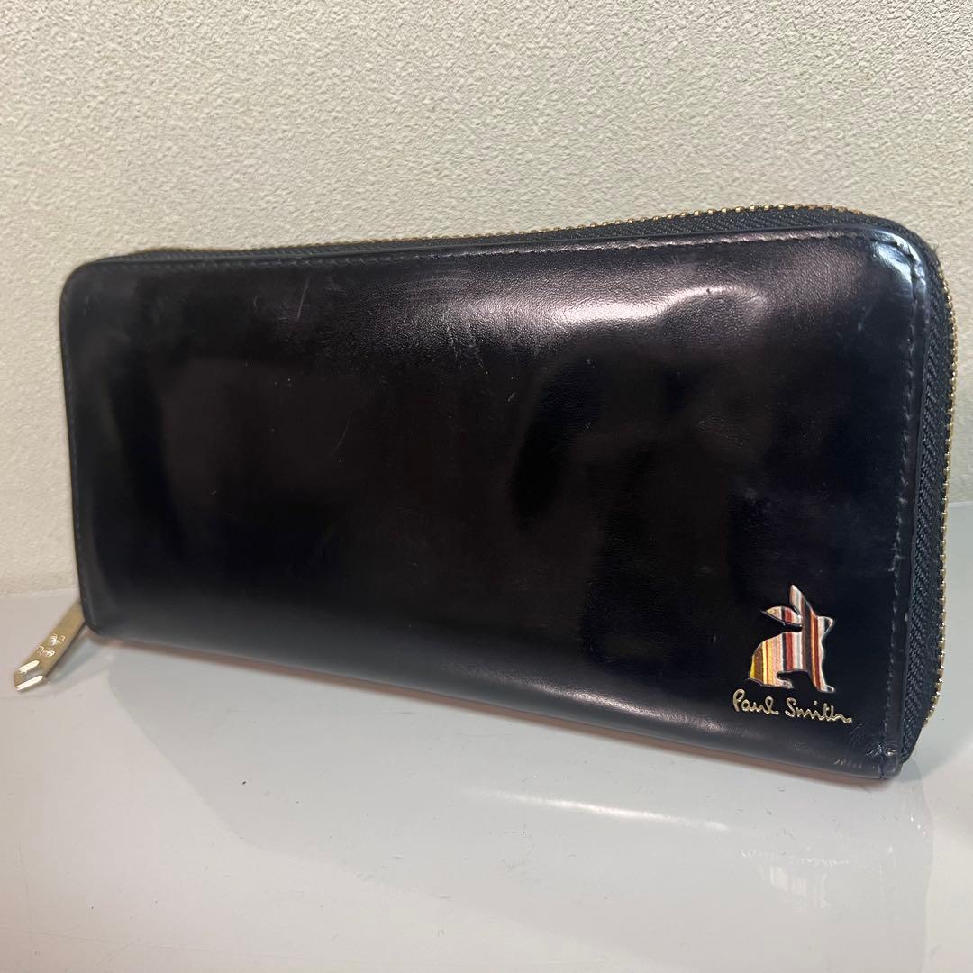 ポールスミス 長財布 ラウンドファスナー ラビット ブラック PSQ166
