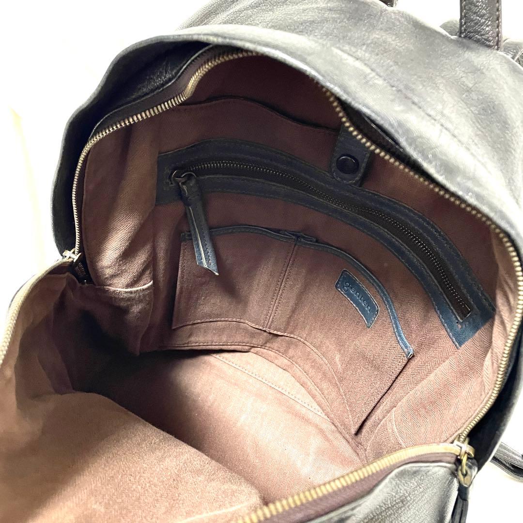 ■美品■ゲンテン　レザーリュック　ゴートヌメ　グレージュブラック