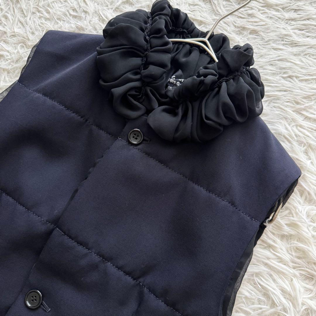 【トリココムデギャルソン】AD2010　キルティングベスト　M　フリル　シフォン