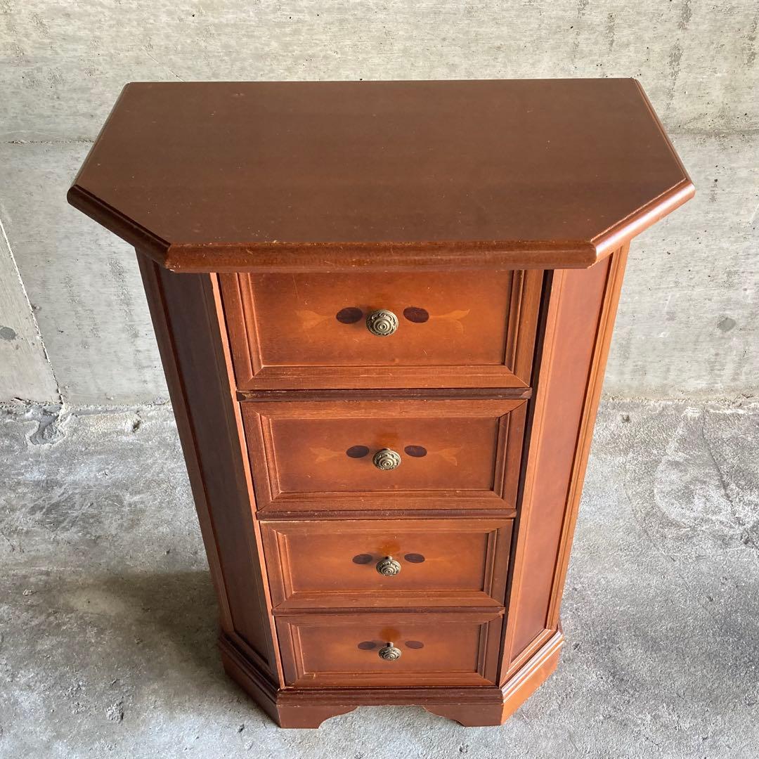 チェスト キャビネット カウンター 飾り台 置物台 木製 象嵌 家具 レトロ