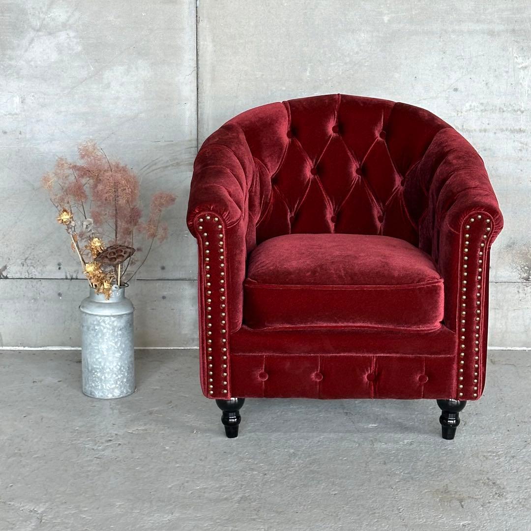 c*m様 ★VINCENT★チェスターフィールド 1Pソファ ベルベット アンテ