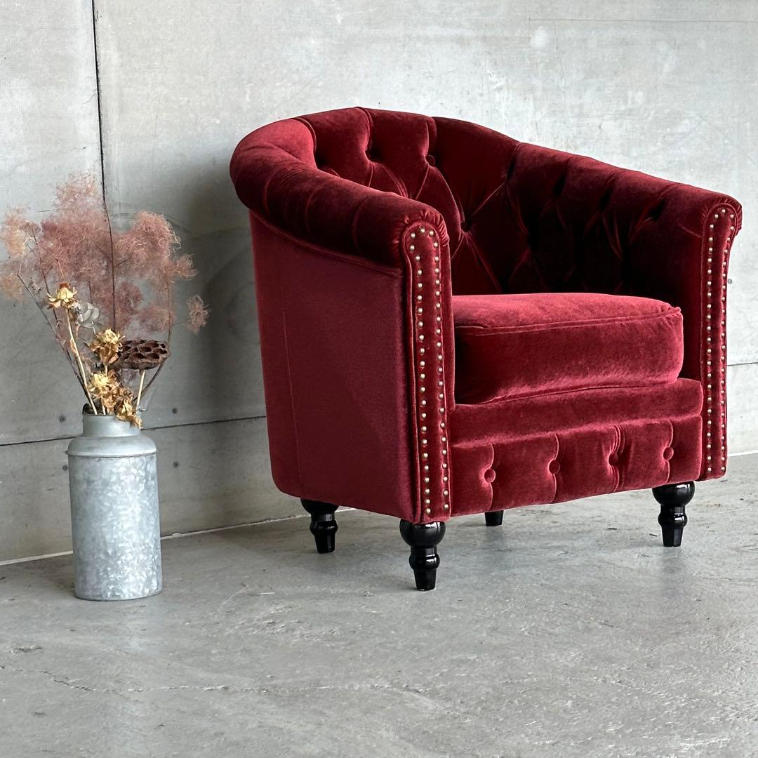 c*m様 ★VINCENT★チェスターフィールド 1Pソファ ベルベット アンテ