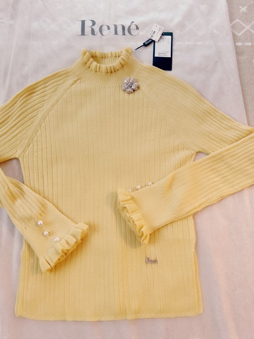 Rene2025♡美品プチフリルお袖パールニット34
